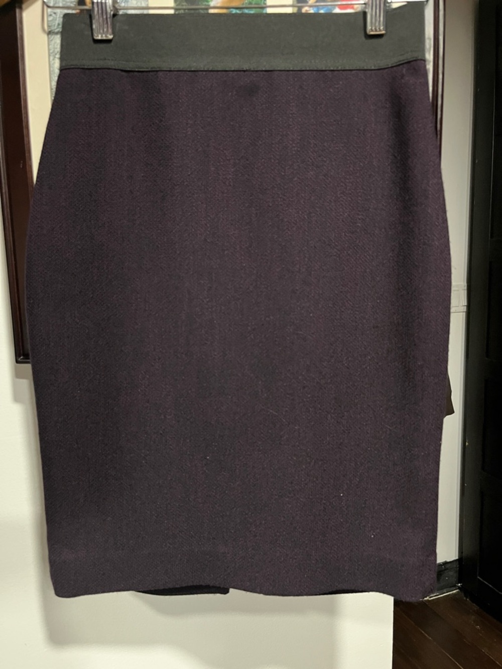 Express Plum Pencil Skirt with Black Waistband